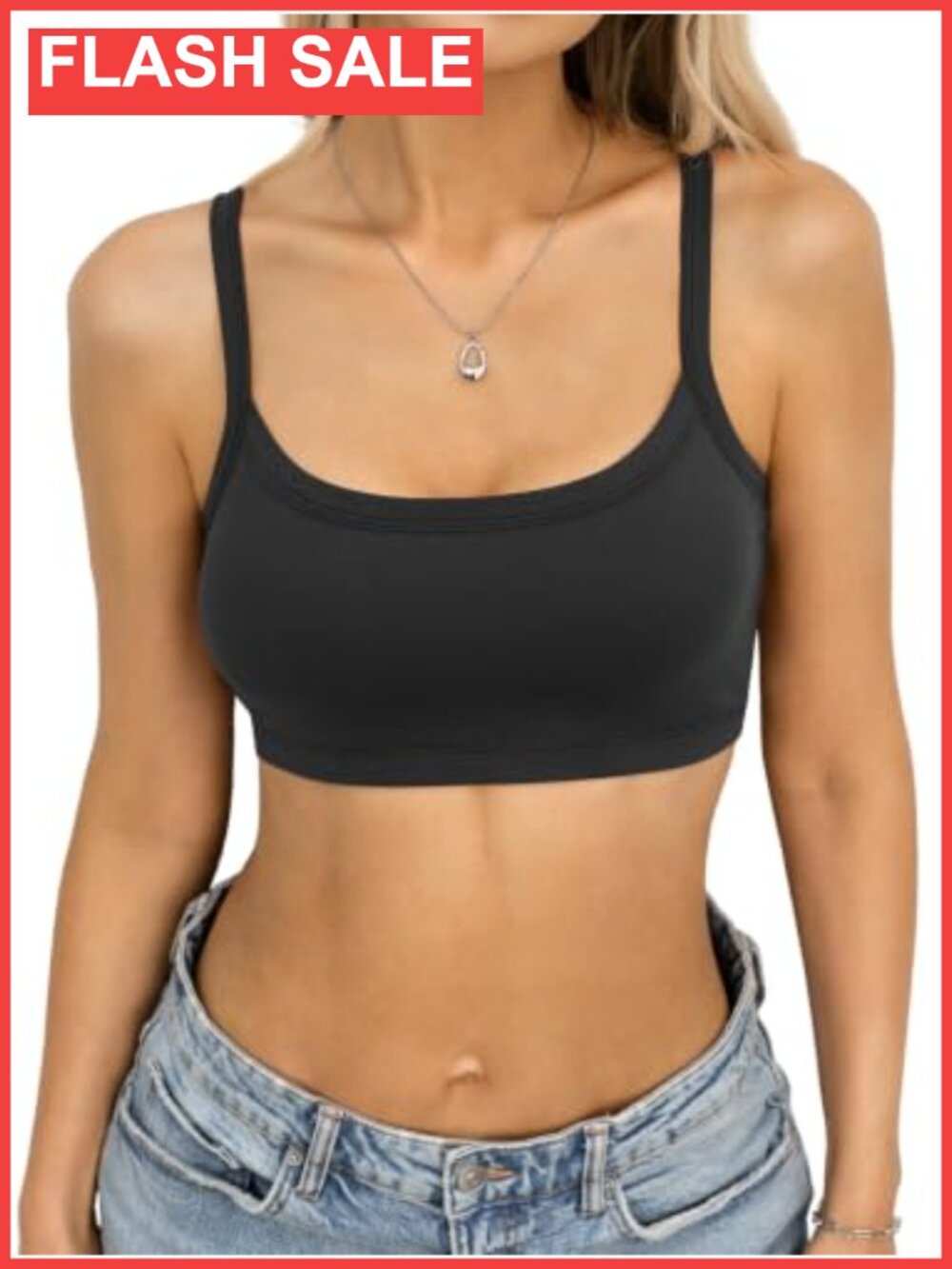 Womens Bralette Scoop Neck Cami Crop Tank Top Sports Bra Stretch Layering